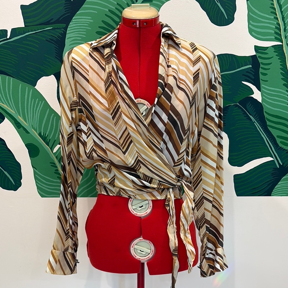 Vintage 90s Long Sleeve Wrap Blouse